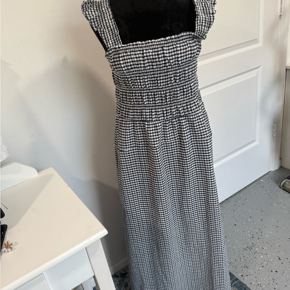 New Old Navy Black and White Checkered Backless Dress#937